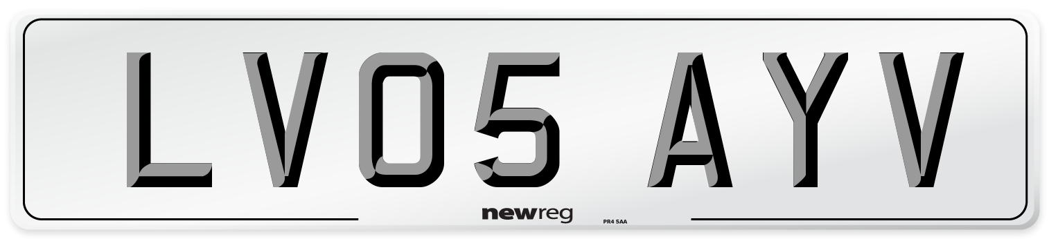LV05 AYV Number Plate from New Reg